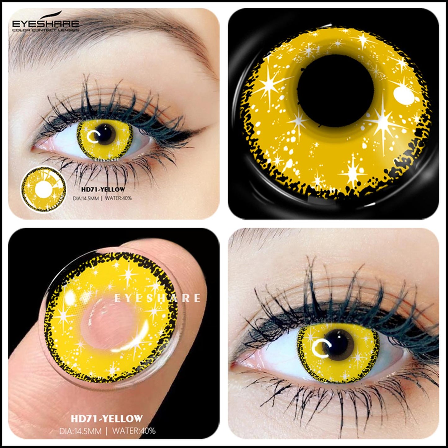 Lentes de Contacto Amarillo con Brillos Pupilente Cosplay