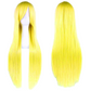 Peluca Amarillo Total Cabello Liso Largo Fibra Sintetica con Fleco