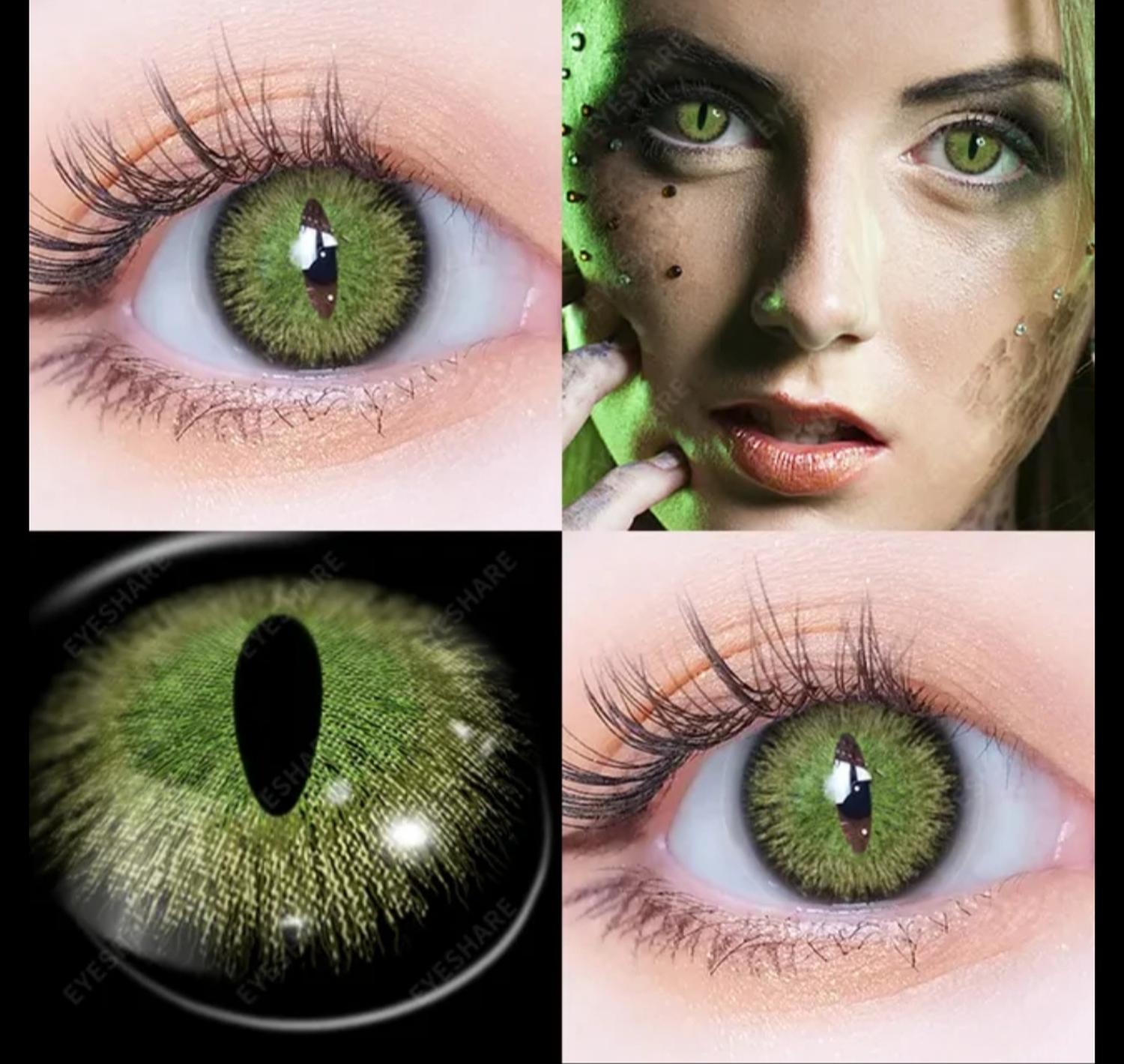 Pupilentes para Disfraz Verde Estilo Reptil Pupilente de Color