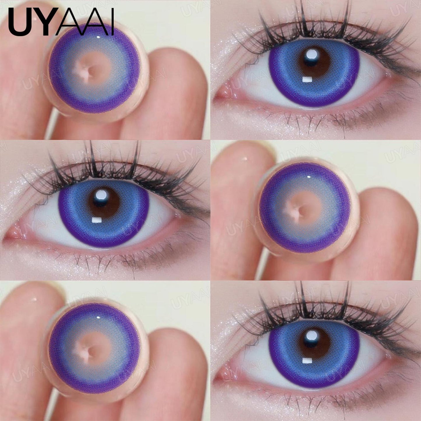 Lentes de Contacto Azul Intenso Brillante Para Cosplay