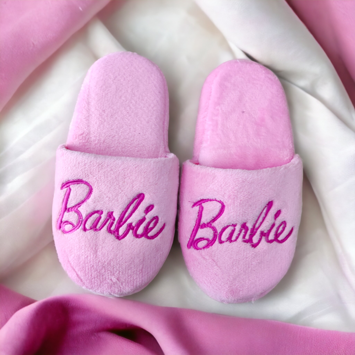 Pantuflas de Barbie Color Rosa de Peluche Slippers de Descanso