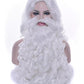 Peluca Santa Claus Blanca Rizada Con Barba Navideña 2 Piezas