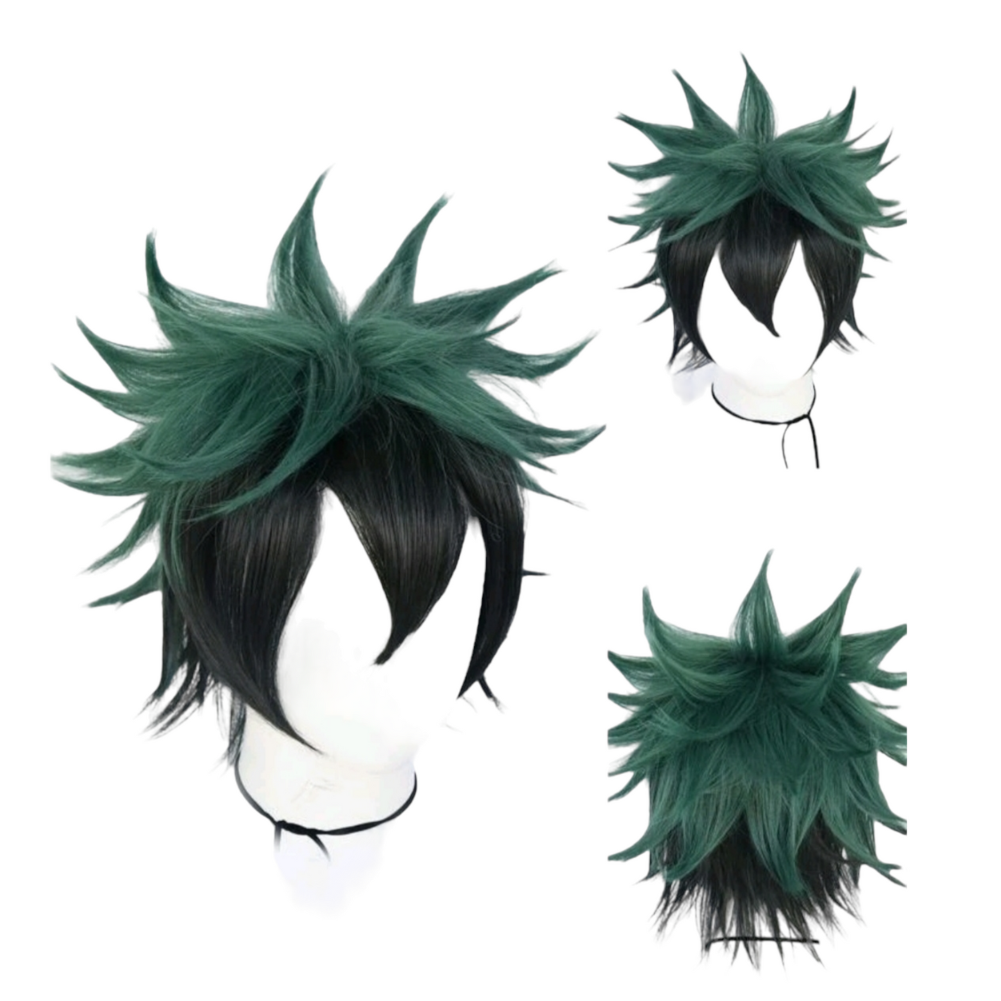 Peluca Verde Oscuro y Negro Midoriya Hero Academia Cosplay