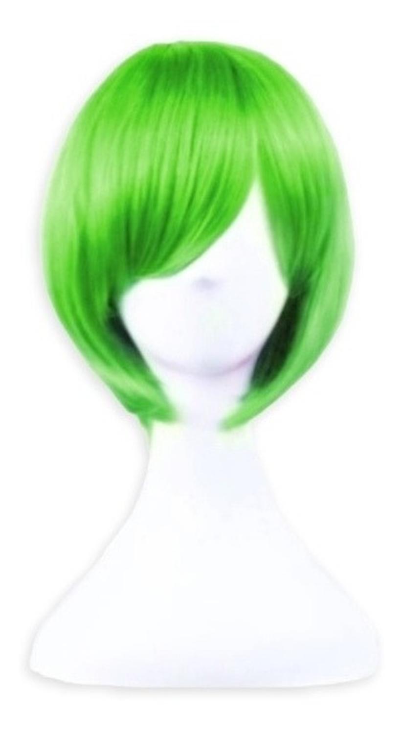 Peluca Verde Limon Corta Sintetica Para Cosplay