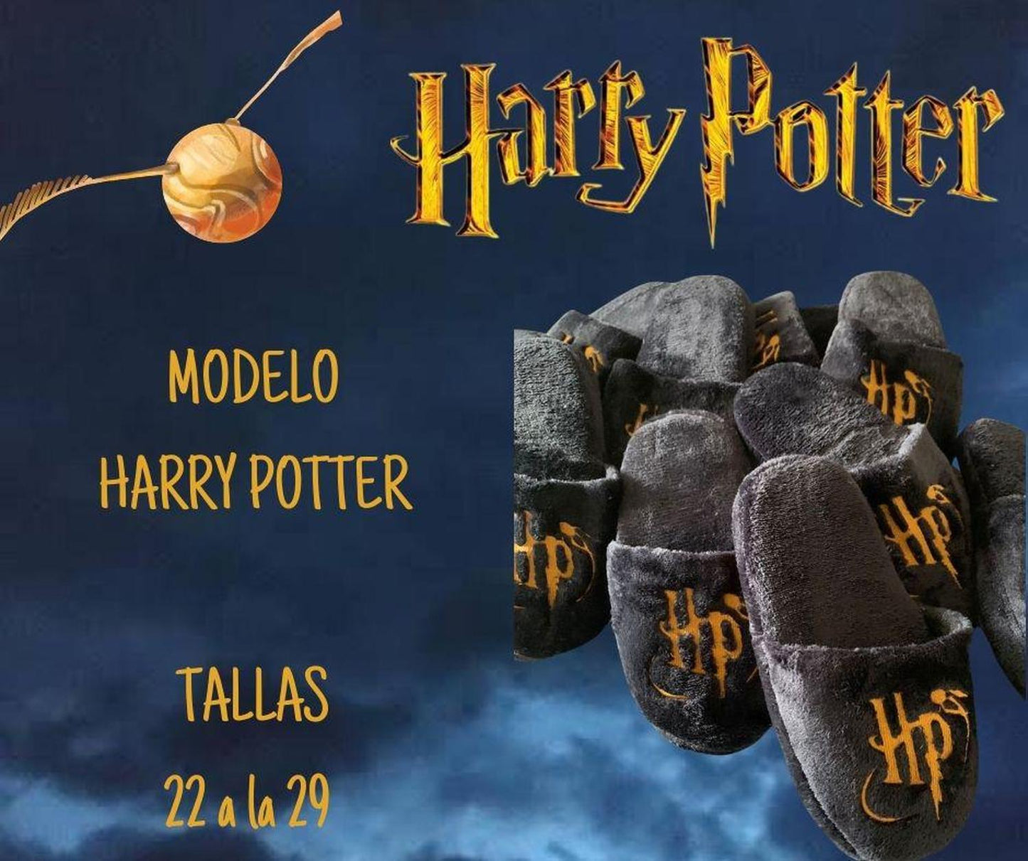 Pantuflas Harry Potter Tematica Letras Doradas HP