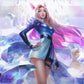 Peluca Rubio Rosa Ahri Kda League of Legends Cosplay