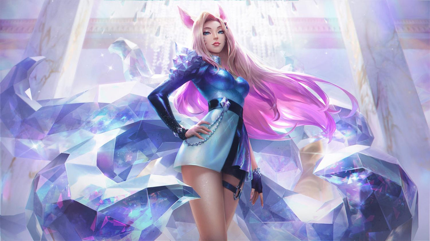 Peluca Rubio Rosa Ahri Kda League of Legends Cosplay