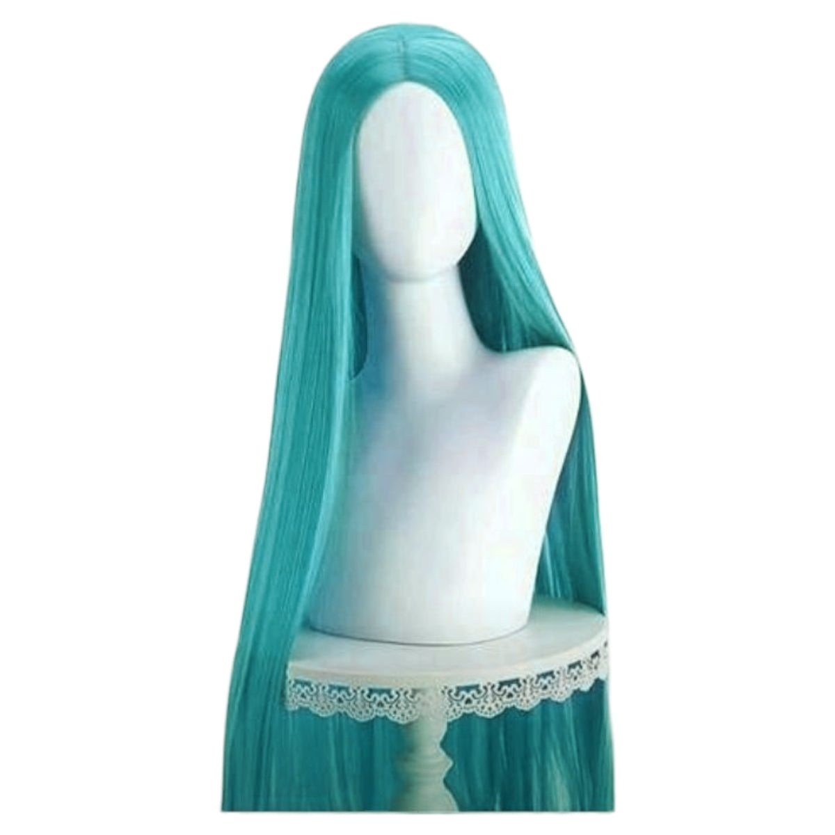 Peluca Azul Turquesa Lisa Larga sin Fleco SFL