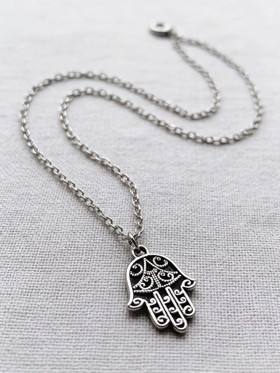 Collar Plateado - Mano Hamsa
