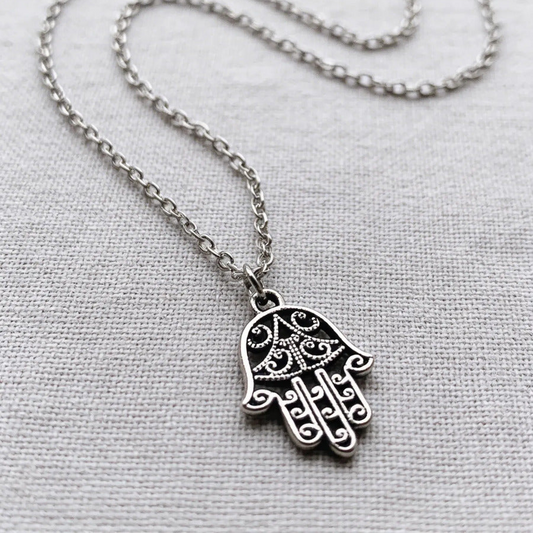Collar Plateado - Mano Hamsa