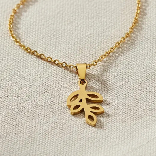 Collar Dorado - Racimo de hojas
