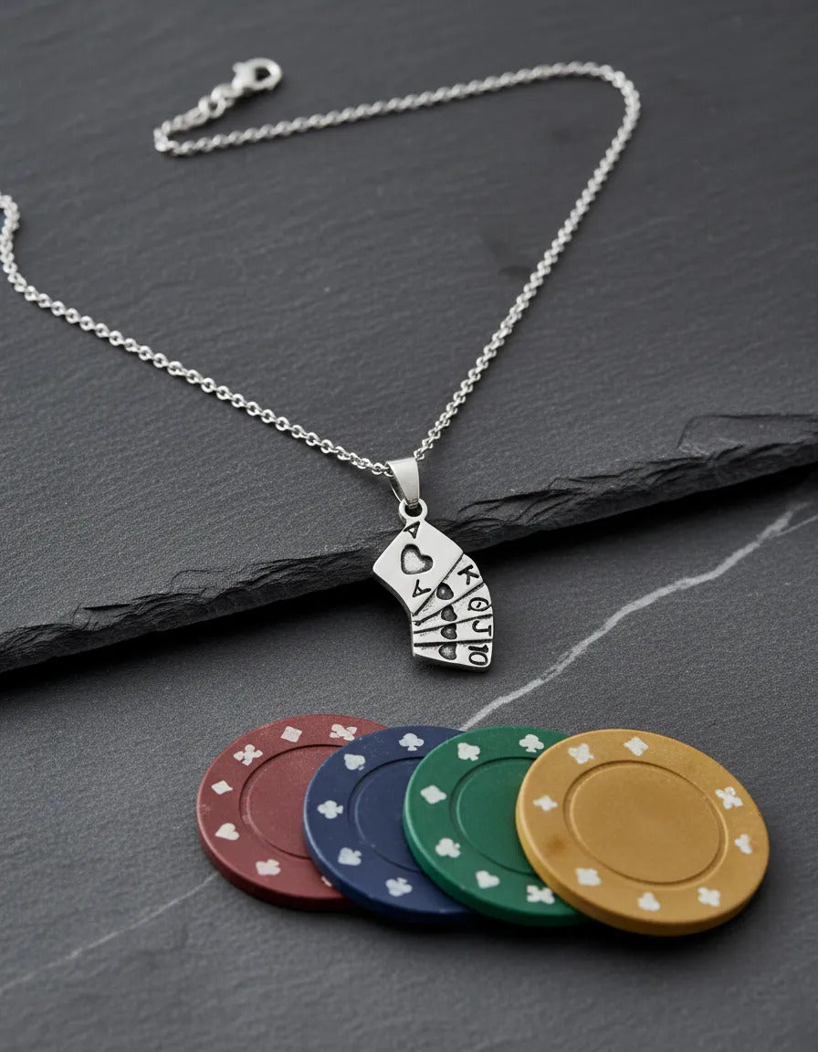 Collar Plateado - Poker Cartas Alice Wonderland