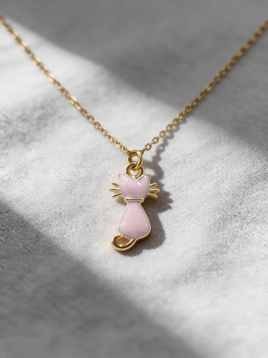 Collar Esmaltado -  Lindo Collar Gato 3d Rosa