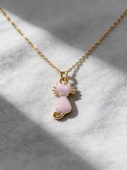 Collar Esmaltado -  Lindo Collar Gato 3d Rosa