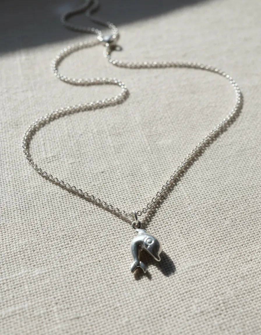 Collar Plateado - Dije Delfin Saltando
