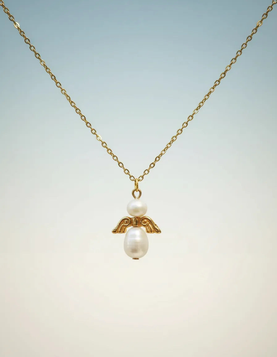 Collar Dorado - Angel y Bisutería aperlada