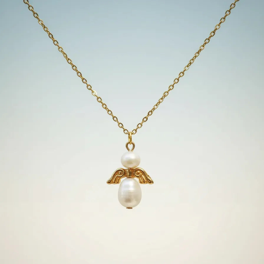 Collar Dorado - Angel y Bisutería aperlada