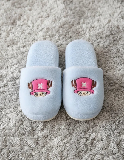 Pantuflas de Peluche Azules Tematica One Piece