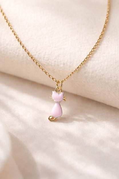Collar Esmaltado -  Lindo Collar Gato 3d Rosa