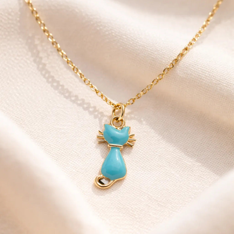 Collar Esmaltado - Gato Azul