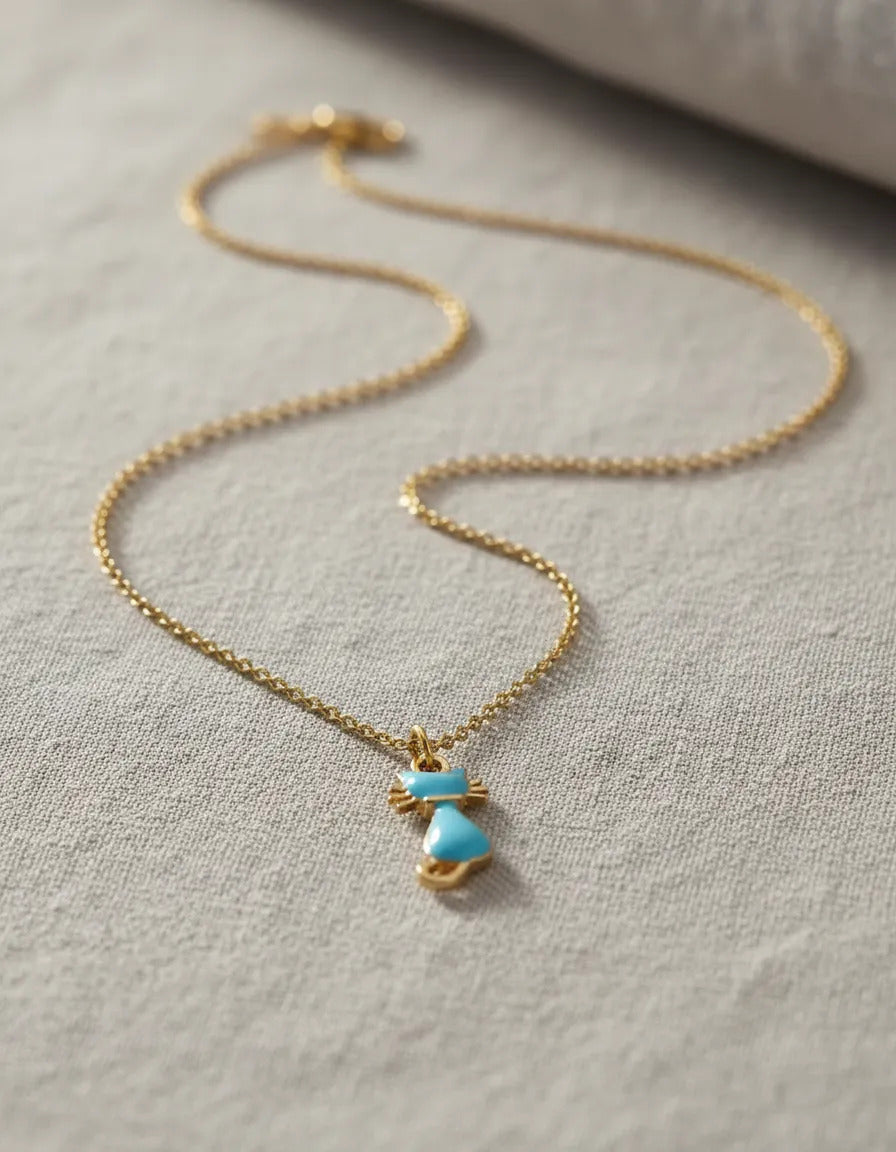 Collar Esmaltado - Gato Azul
