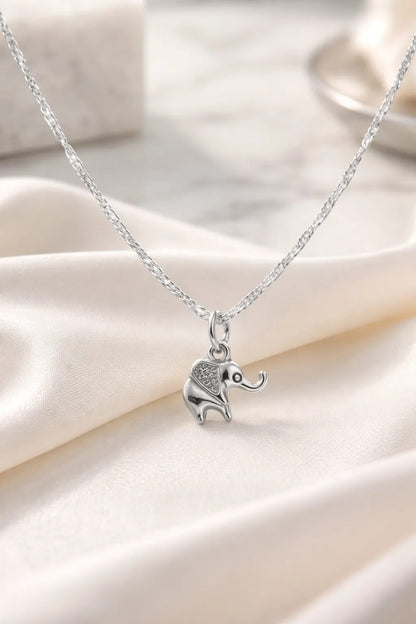 Collar Plateado - Elefante Pequeño Lucky