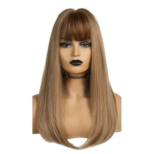 Peluca EASI Lisa Rubio Oscuro Mechas Degradado Simulacion Raiz
