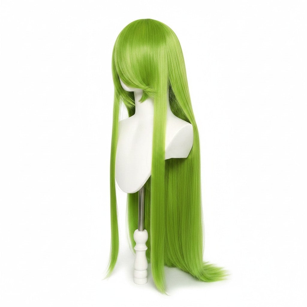 Peluca JOY Verde Limon Larga Lisa con Fleco L.1