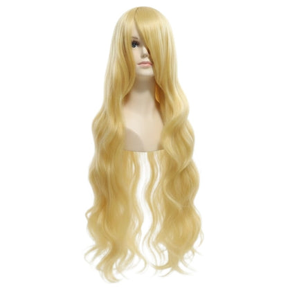 Peluca JOY Amarillo Mantequilla Ondulada Larga con Fleco O.2