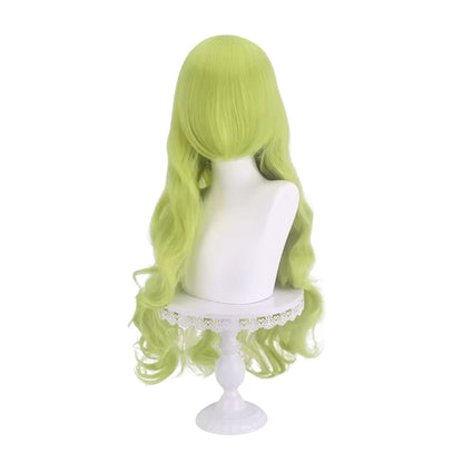 Peluca JOY Verde Pistache Ondulada Larga con Fleco O.20