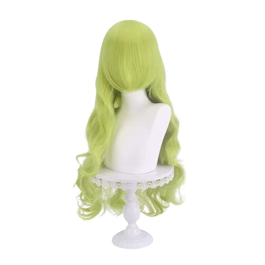Peluca JOY Verde Pistache Ondulada Larga con Fleco O.20