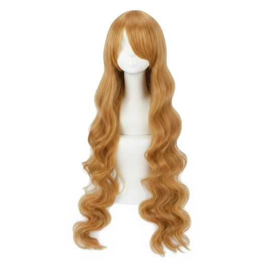 Peluca JOY Naranja Marron Ondulada Larga con Fleco O.6