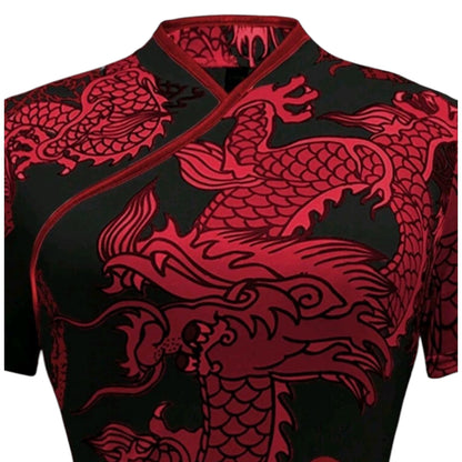Vestido Estilo Chino Qipao Tradicional Corto Moda Asiatica