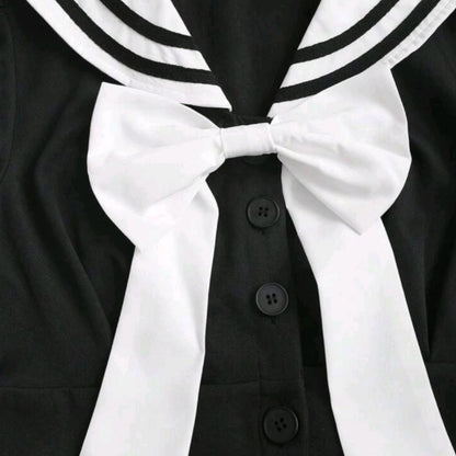 Vestido Negro Cuello Marinero Moda Asiatica Kawaii Girl