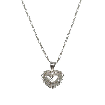 Collar Plata 925 con Forma de Corazon y Encajes