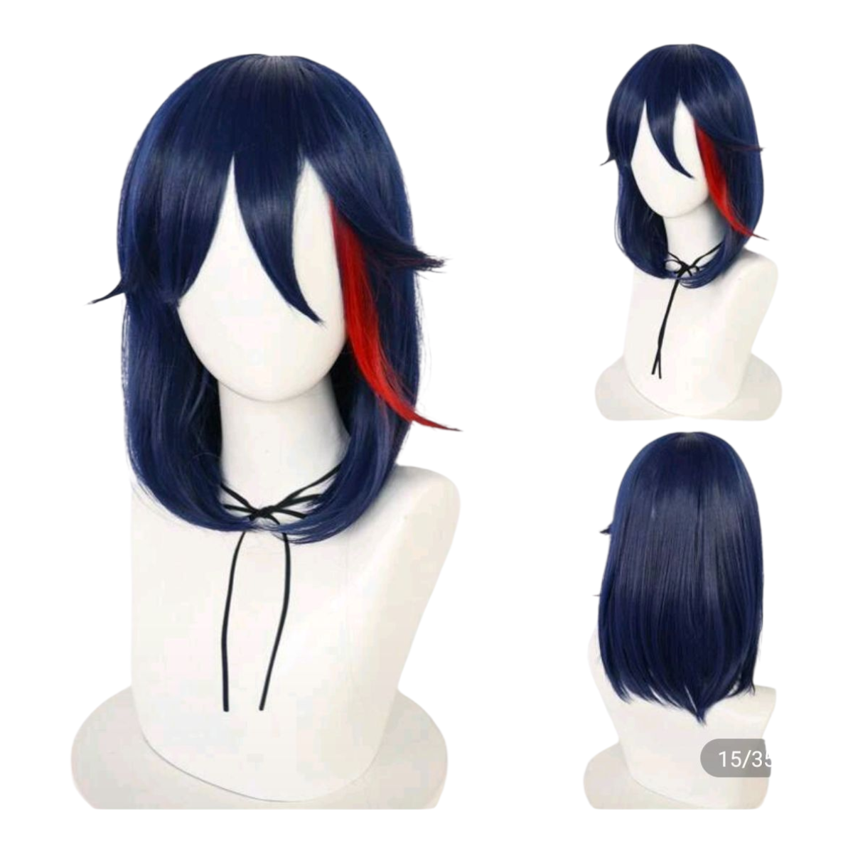 Peluca Azul Marino y Rojo Corta Ryuko Kill la Kill Cosplay