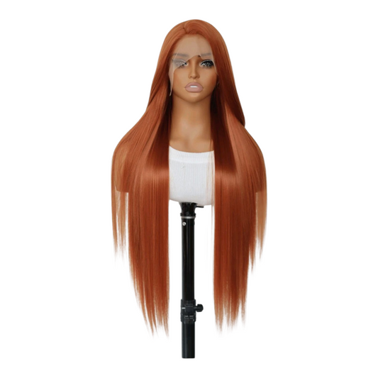 Peluca Naranja Mate Simulacion Natural Larga Lisa Lacefront
