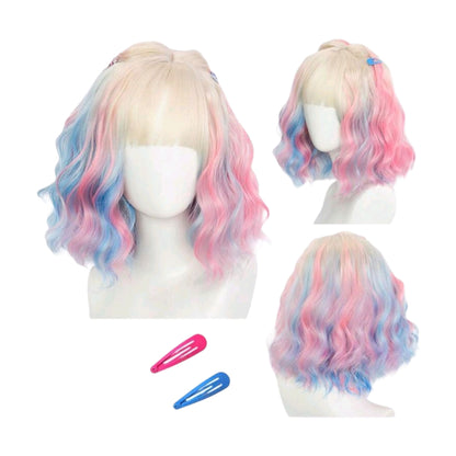 Peluca Rubio puntas Rosa y Azul Enid de Merlina