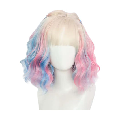 Peluca Rubio puntas Rosa y Azul Enid de Merlina