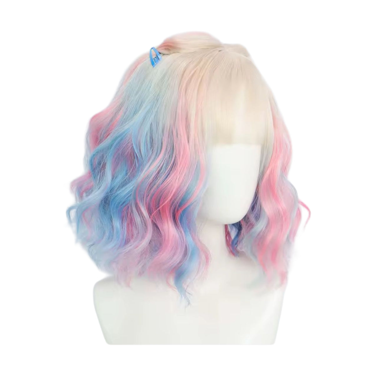 Peluca Rubio puntas Rosa y Azul Enid de Merlina