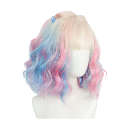 Peluca Rubio puntas Rosa y Azul Enid de Merlina