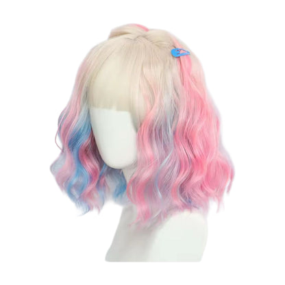 Peluca Rubio puntas Rosa y Azul Enid de Merlina