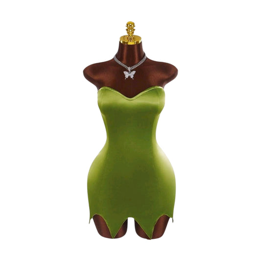 Vestido Verde Mini Tinkerbell Disfraz Adulto Campanita