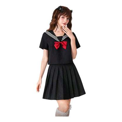 Uniforme Marinero Clasico Japones Negro y Rojo Disfraz Seifuku