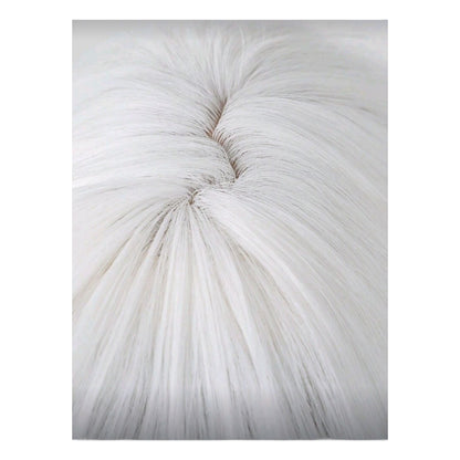 Peluca Blanca Ondulada Larga con Fleco Fibra Mate