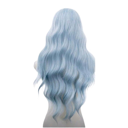 Peluca Azul Claro Ondulada Larga sin Fleco Disfraz