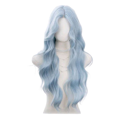 Peluca Azul Claro Ondulada Larga sin Fleco Disfraz