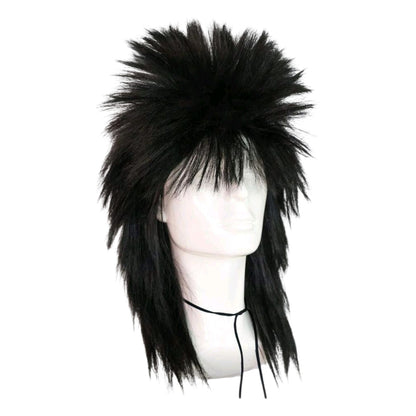 Peluca Negra con Picos Estilo Rock n Roll Disfraz