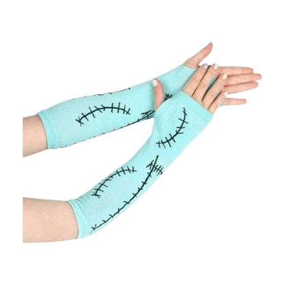 Conjunto de Calcetas y Guantes Azules con Costuras Para Disfraz