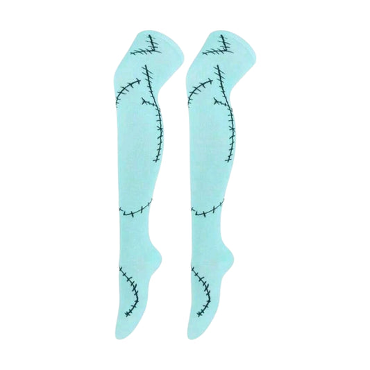 Conjunto de Calcetas y Guantes Azules con Costuras Para Disfraz